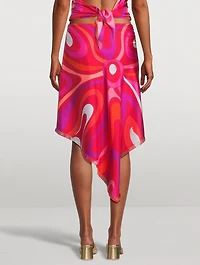 Silk Twill Skirt Marmo Print