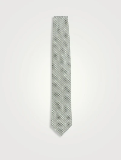 Silk Tie In Geometric Print
