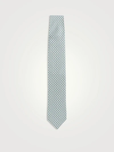 Silk Tie In Geometric Print