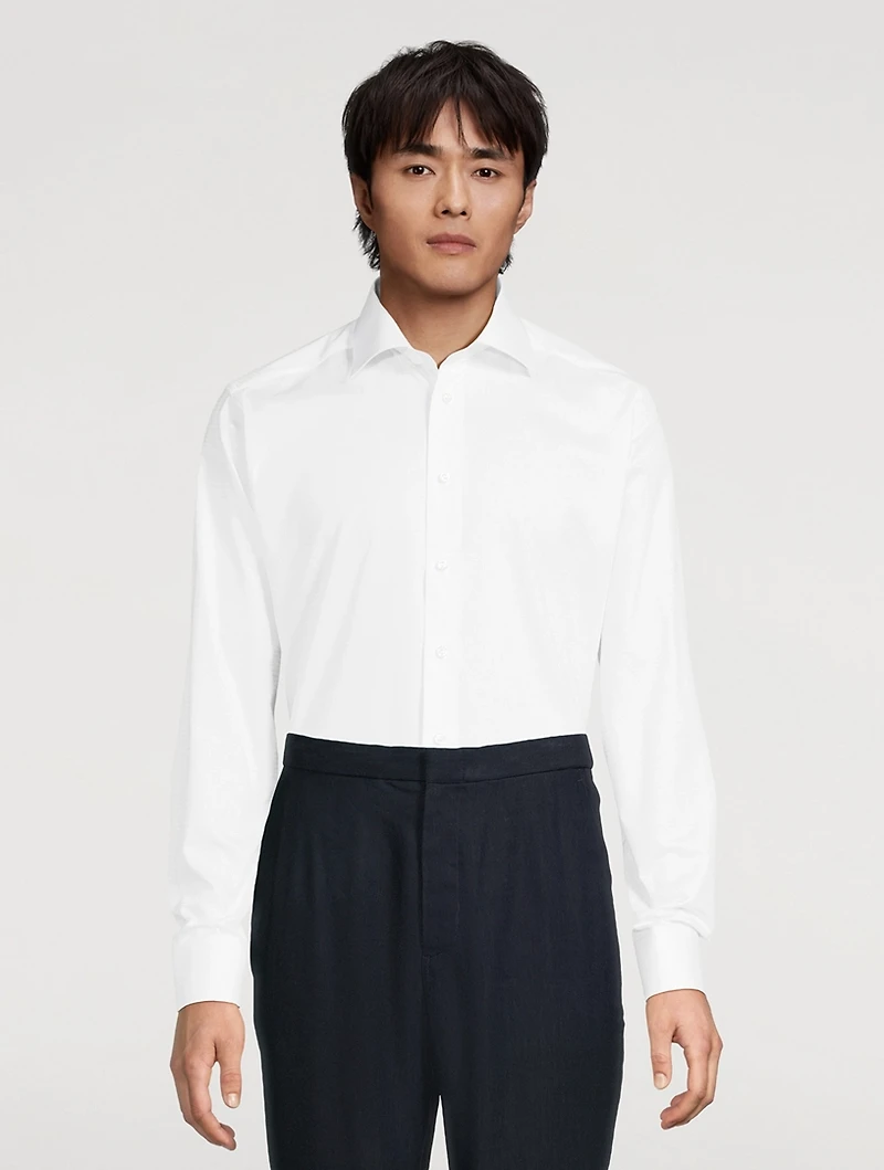 Slim-Fit Pique Long-Sleeve Shirt