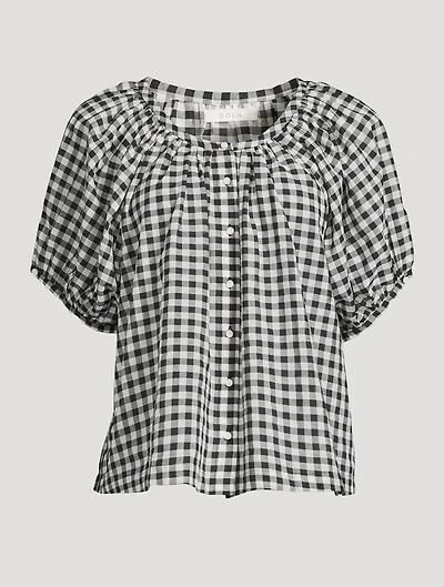 June Puff-Sleeve Shirt Gingham Print