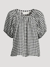 June Puff-Sleeve Shirt Gingham Print