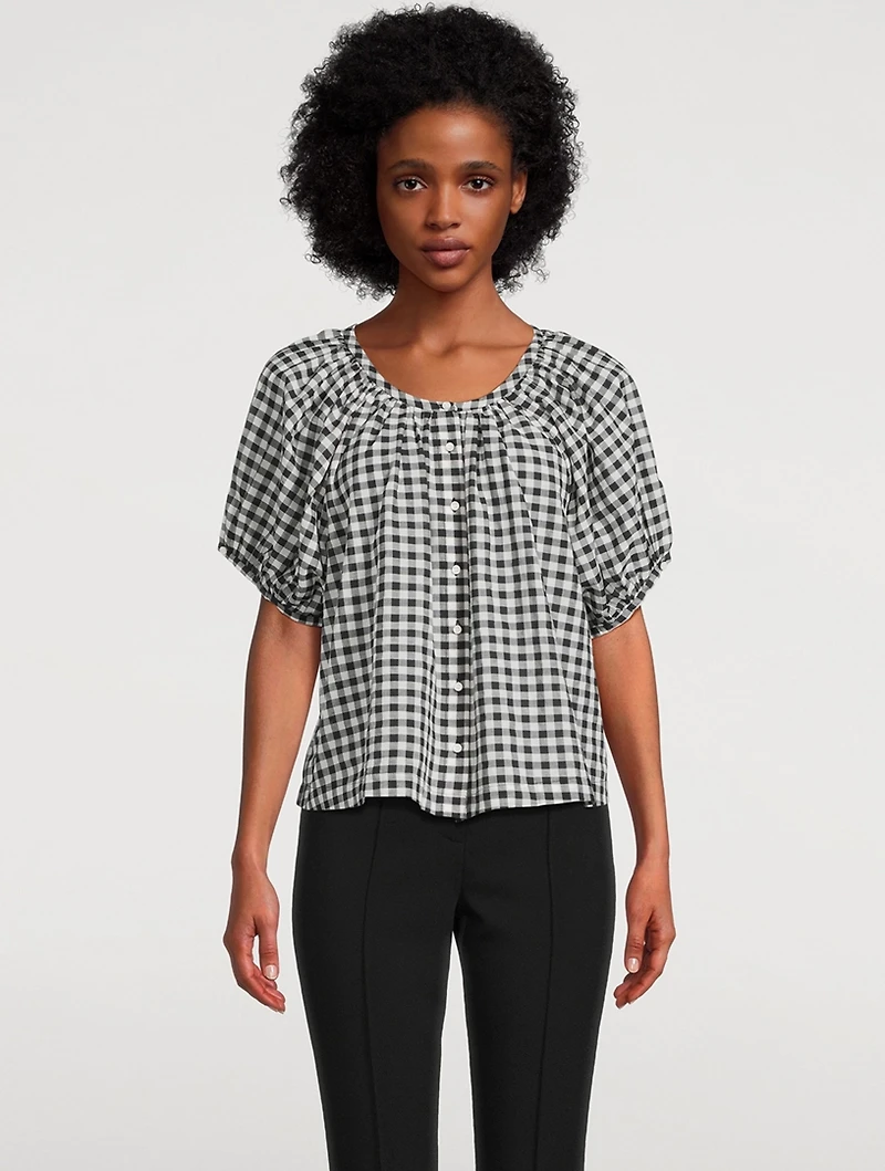 June Puff-Sleeve Shirt Gingham Print