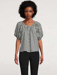 June Puff-Sleeve Shirt Gingham Print