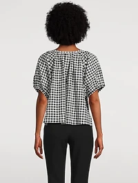 June Puff-Sleeve Shirt Gingham Print