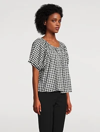 June Puff-Sleeve Shirt Gingham Print