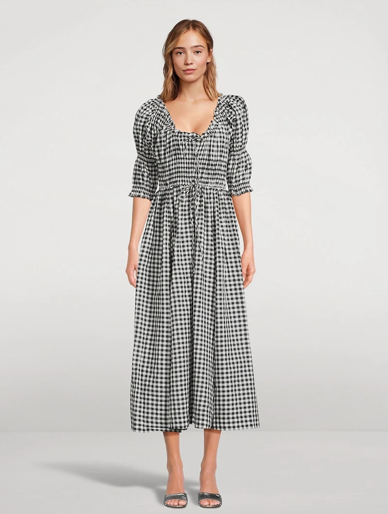 Ischia Midi Dress Gingham Print