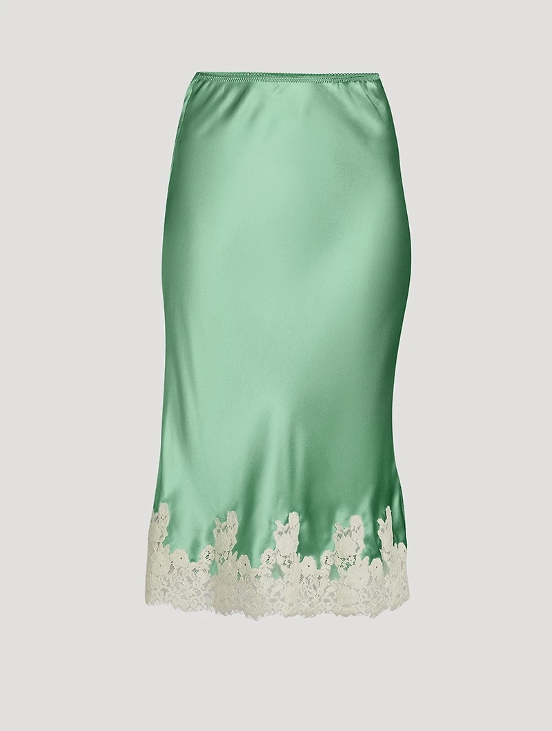 Elowena Lace-Trimmed Satin Slip Skirt