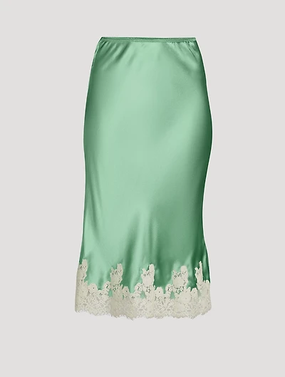 Elowena Lace-Trimmed Satin Slip Skirt