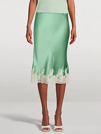 Elowena Lace-Trimmed Satin Slip Skirt