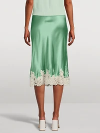 Elowena Lace-Trimmed Satin Slip Skirt