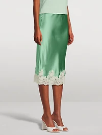 Elowena Lace-Trimmed Satin Slip Skirt