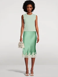 Elowena Lace-Trimmed Satin Slip Skirt