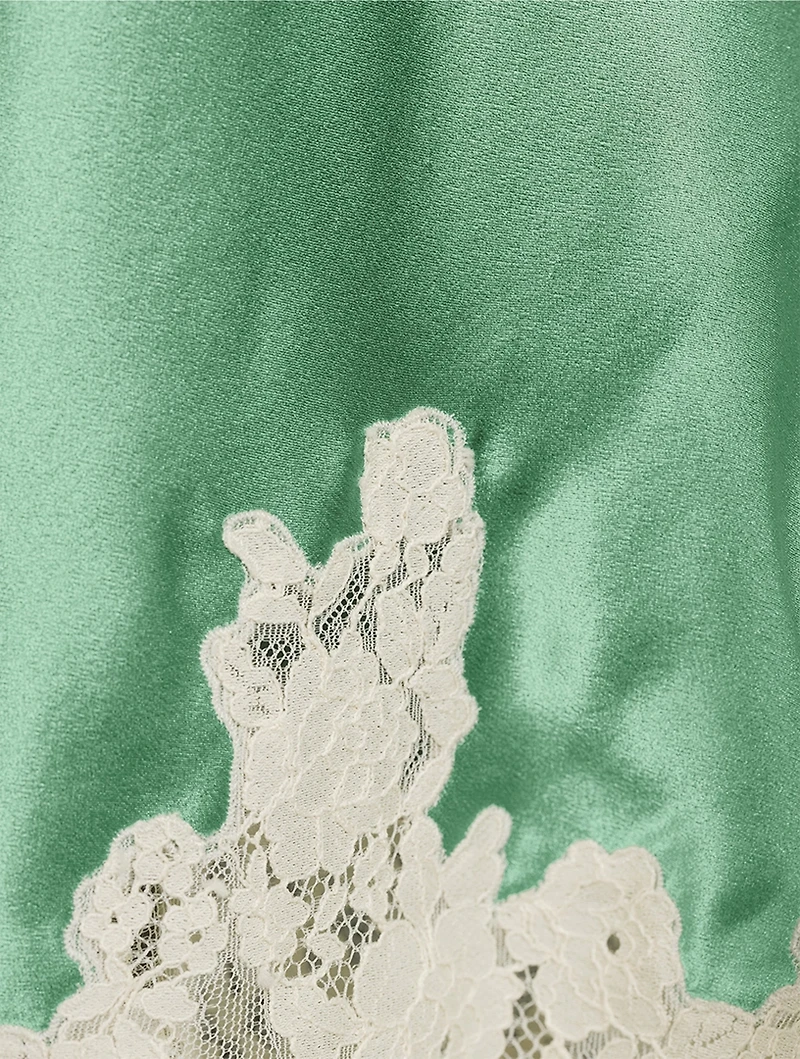 Elowena Lace-Trimmed Satin Slip Skirt