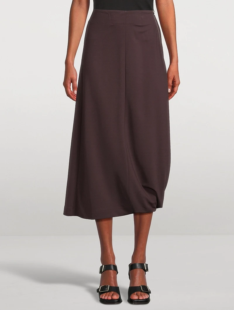 Twisted-Hem Midi Skirt