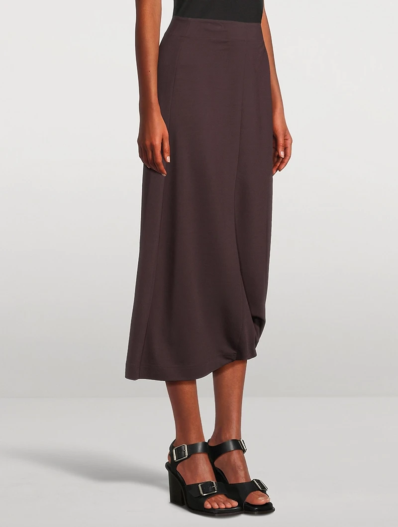 Twisted-Hem Midi Skirt