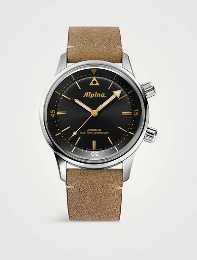 Seastrong Diver 300 Heritage Stainless Steel Leather Strap Watch