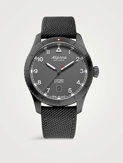 Startimer Pilot Automatic Stainless Steel Rubber Strap Watch
