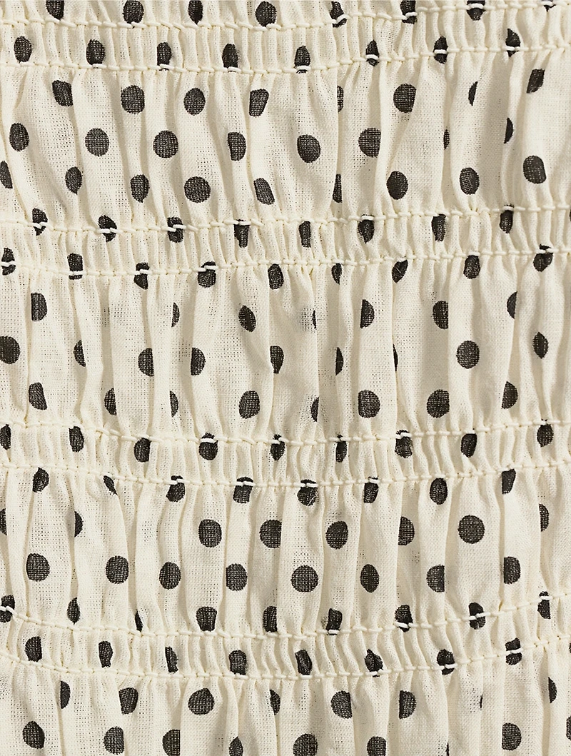 Georgene Smocked Midi Dress Polka Dot Print