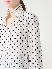 Silk Tie-Neck Blouse Polka Dot Print