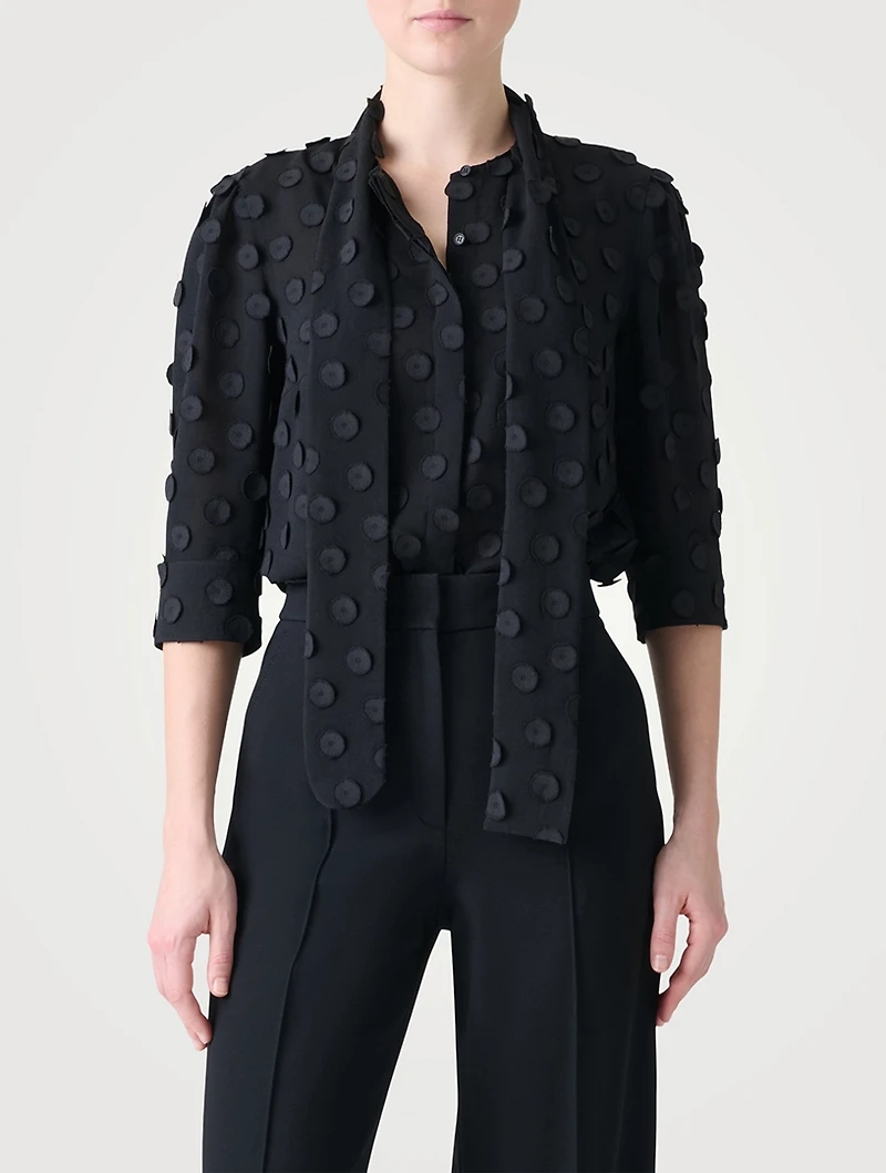 Techno Georgette Tie-Neck Shirt