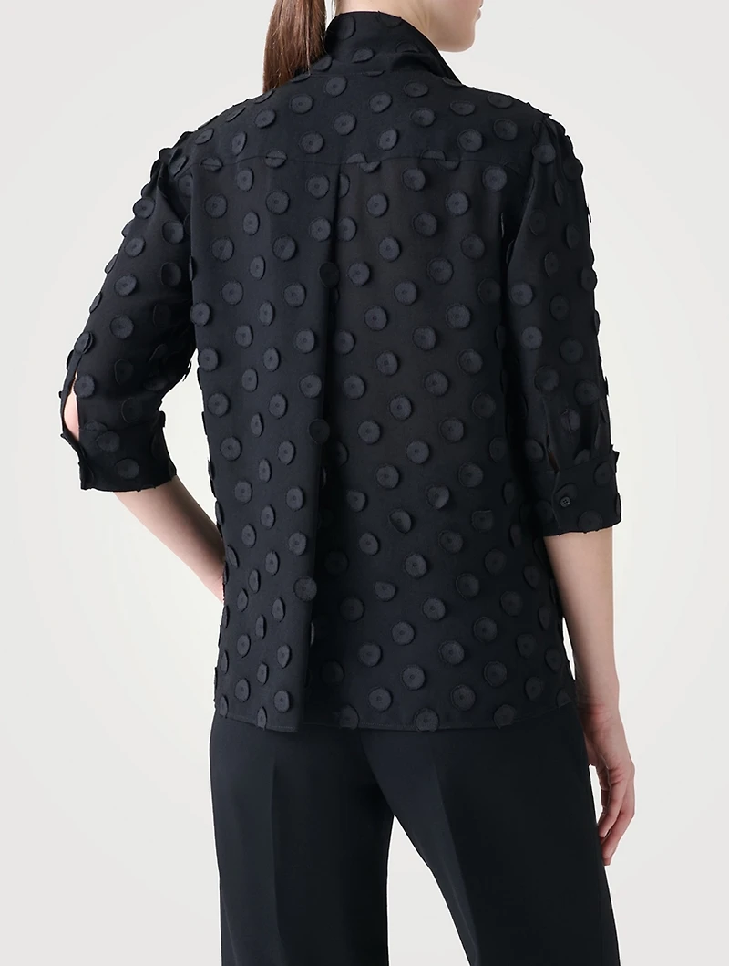 Techno Georgette Tie-Neck Shirt