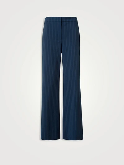 Marlon Wool Crêpe Trousers Pinstripe Print