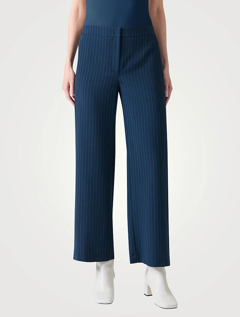 Marlon Wool Crêpe Trousers Pinstripe Print