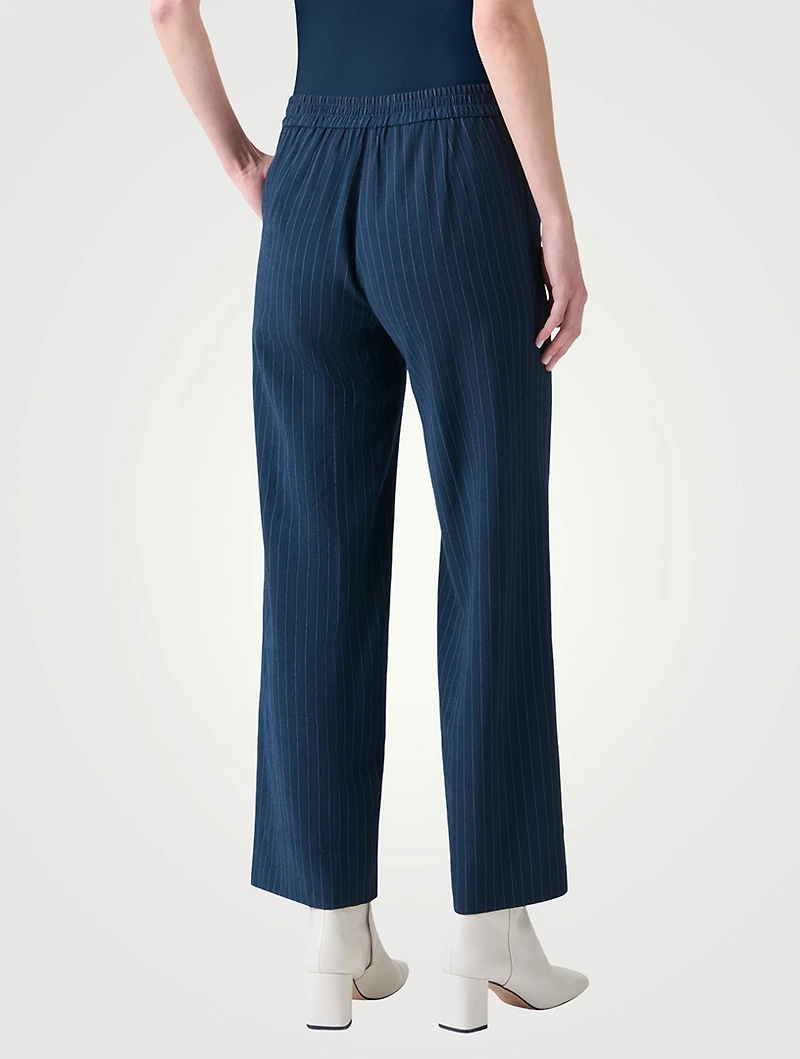 Marlon Wool Crêpe Trousers Pinstripe Print