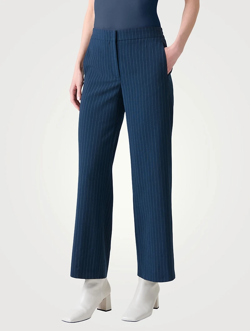 Marlon Wool Crêpe Trousers Pinstripe Print