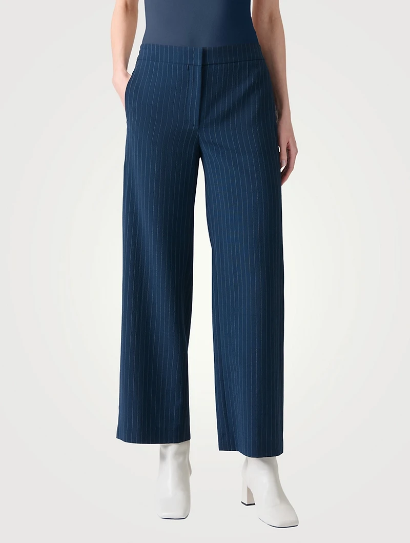 Marlon Wool Crêpe Trousers Pinstripe Print