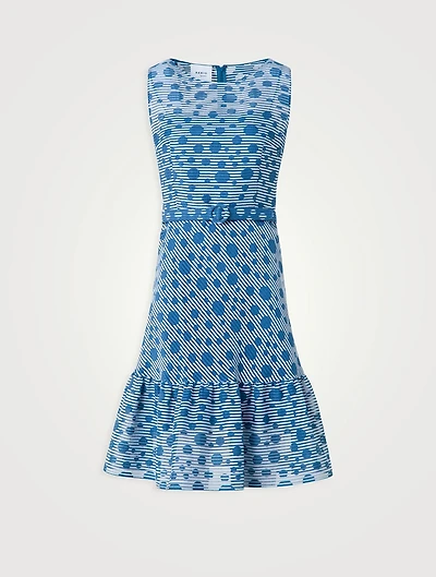 Belted Midi Dress Stripe Dot Print