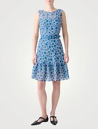 Belted Midi Dress Stripe Dot Print