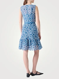 Belted Midi Dress Stripe Dot Print