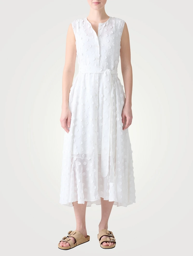 Techno Georgette Belted Shirt Dress