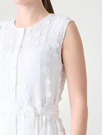 Techno Georgette Belted Shirt Dress