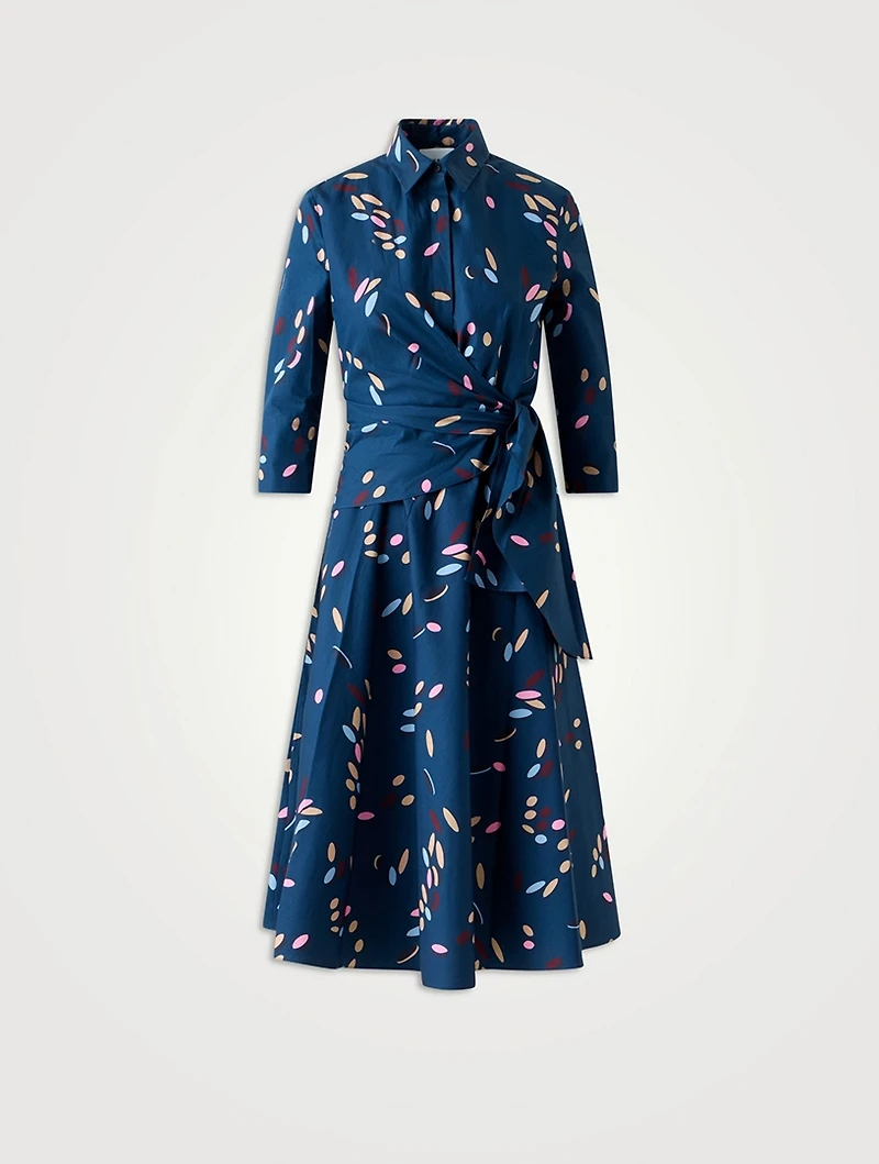 Belted Shirt Dress Abstract Print