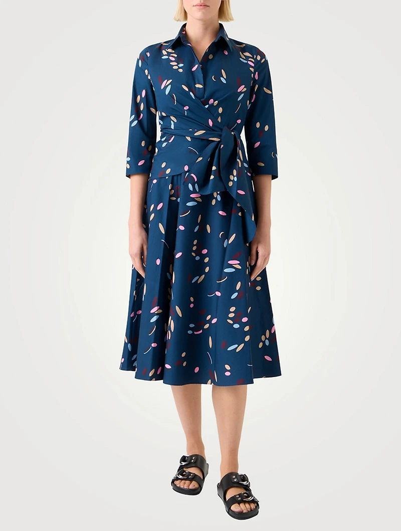 Belted Shirt Dress Abstract Print