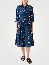 Belted Shirt Dress Abstract Print
