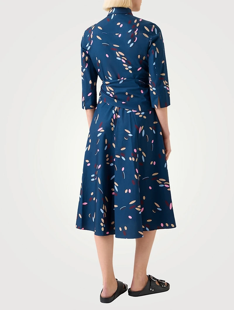Belted Shirt Dress Abstract Print