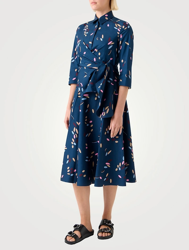 Belted Shirt Dress Abstract Print