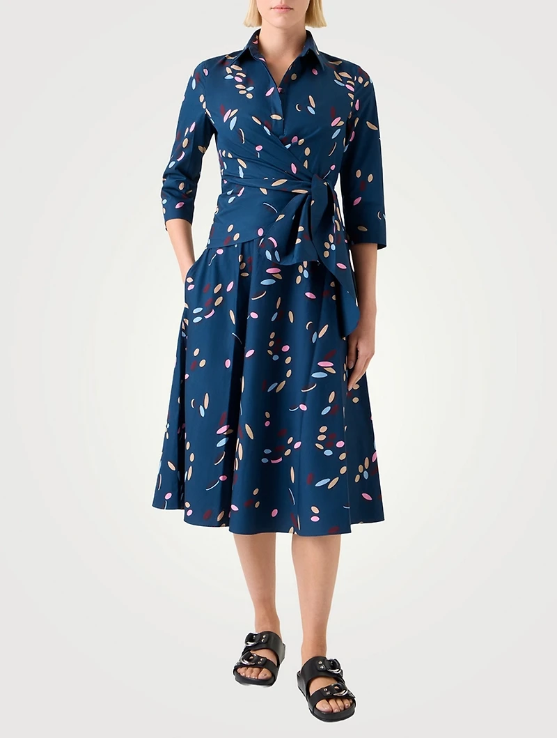 Belted Shirt Dress Abstract Print
