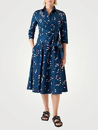 Belted Shirt Dress Abstract Print