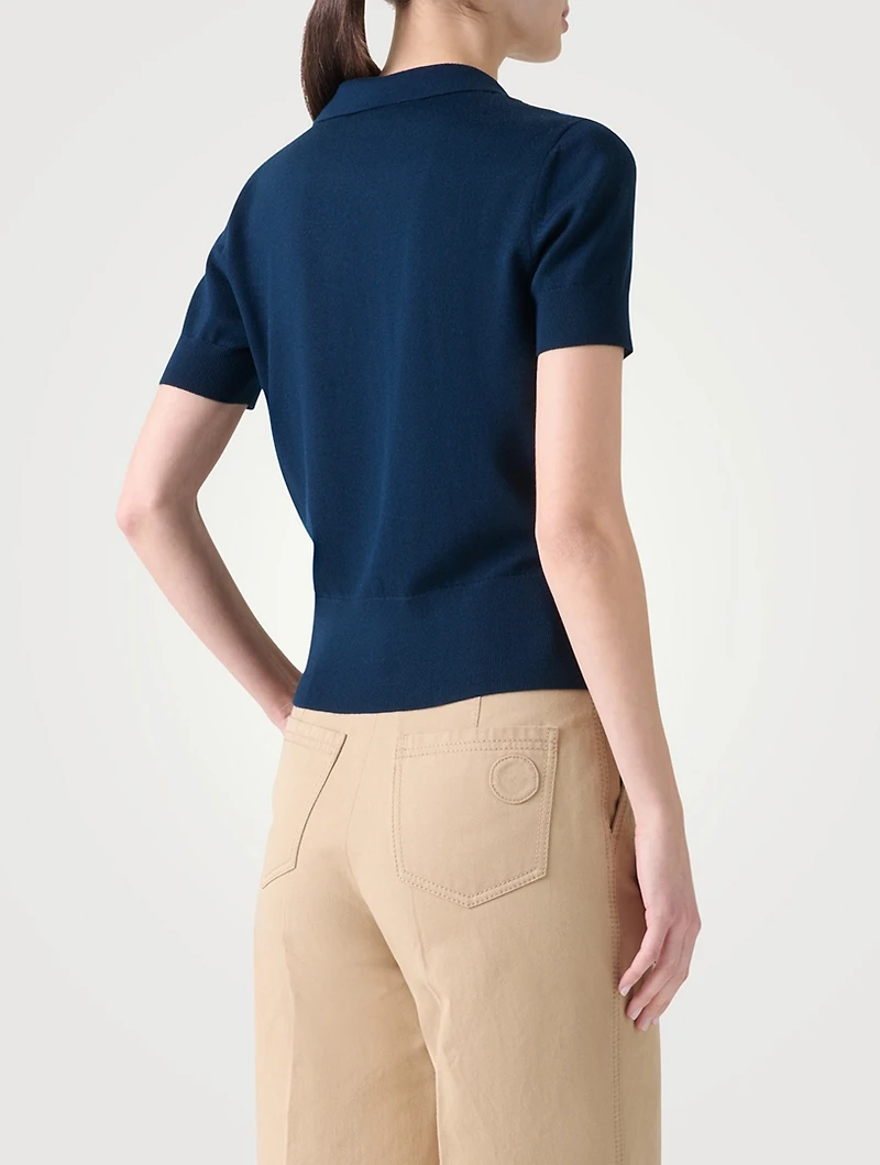 Mixed-Media Polo Shirt Dropping Dots Print