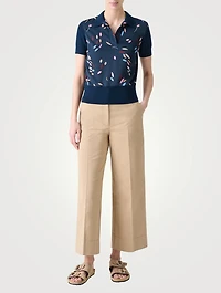 Mixed-Media Polo Shirt Dropping Dots Print