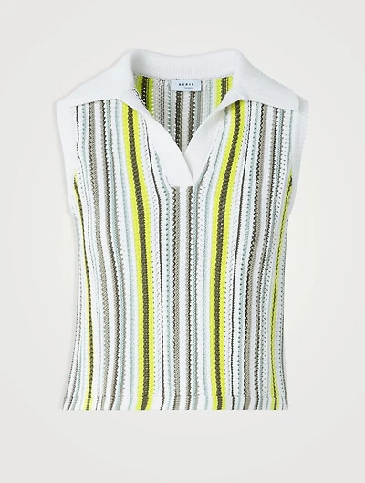 Crochet Stripe Polo Shirt