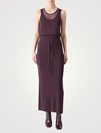 Sheer Blouson Midi Dress