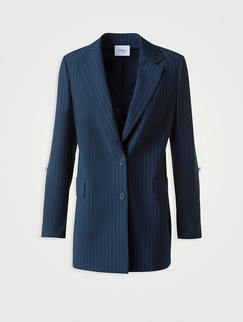 Wool Crêpe Blazer Pinstripe Print
