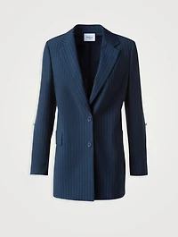 Wool Crêpe Blazer Pinstripe Print