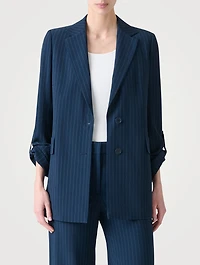 Wool Crêpe Blazer Pinstripe Print